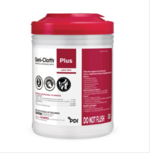 Sani-Cloth® Plus, Disposable Wipe, Large Canister, 6" x 6¾", 160/canisters