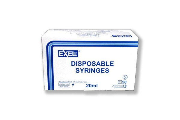 Exel International™ 20–25 mL General Use Syringe, Luer Lock with Cap, Sterile