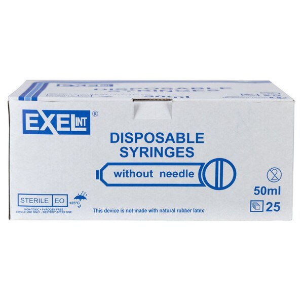 Exel International™ 50–60 mL General Use Syringe, Luer Lock with Cap, Sterile