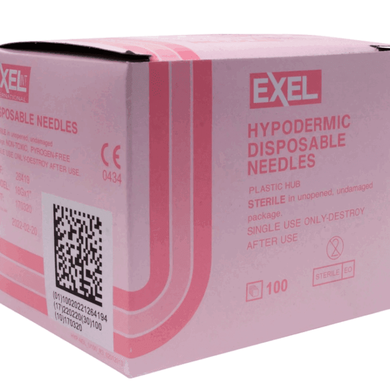 Hypodermic Needle, 18 Gauge × 1″, Regular Wall, Without Safety (100/Box) - Item #26419