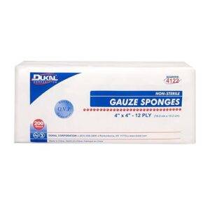 Dukal Gauze Sponges 4" x 4", Non-Sterile, 12-Ply – 200 per Bag