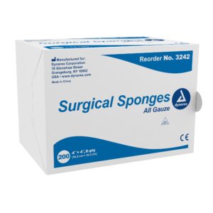 Dynarex Gauze Sponges – 4" x 4", 12-Ply, Non-Sterile, (200/Pack) – Item #3242