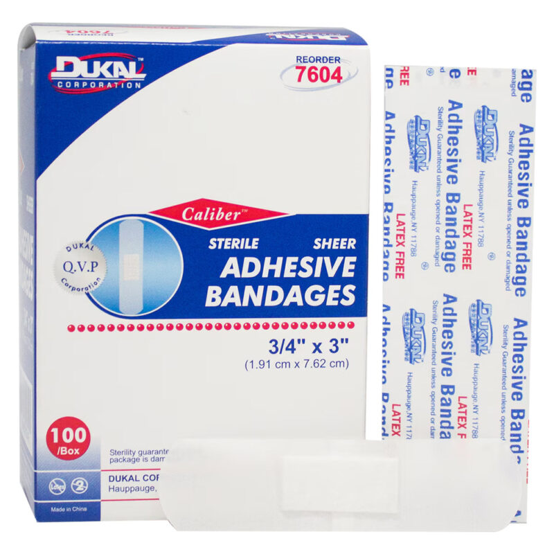 Dukal™ Caliber™ Sheer Adhesive Bandages, 3/4" x 3", Sterile