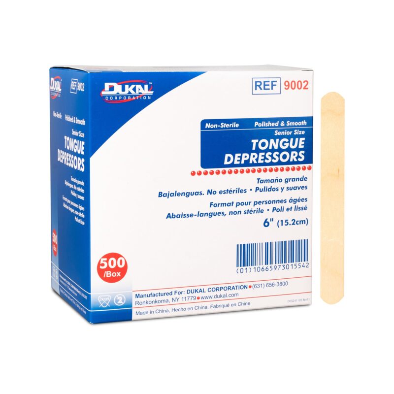 Dukal™ Wood Tongue Depressor 6" Senior, Non-Sterile (500/Box) - Item #9002