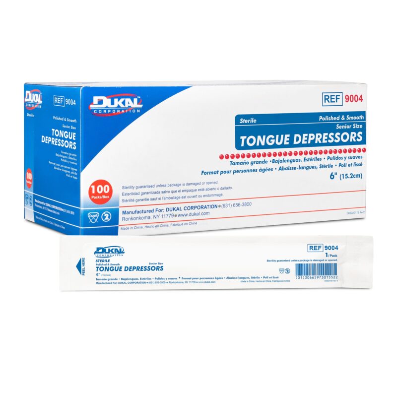 Dukal™ Wood Tongue Depressor 6" Senior, Sterile (100/Box) - Item #9004