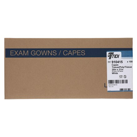 TIDI® Tissue/Poly/Tissue Patient Exam Cape, White, 30" x 21"