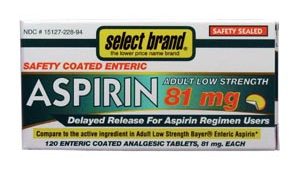 SAJ SELECT BRAND ENTERIC COATED ASPIRIN(cs)