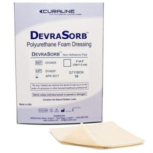 Dukal DevraSorb™ Foam Dressing, 4 x 5 Inch, Rectangle, Non-Adhesive, Without Border, Sterile (BX)