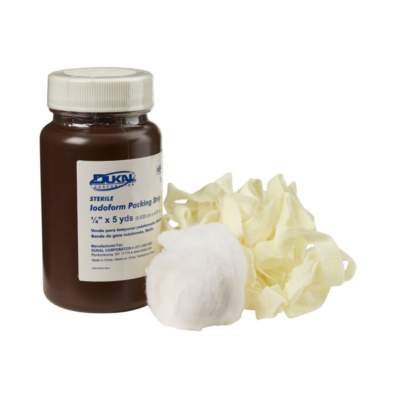 Dukal Wound Packing Strip, Iodoform 5%, ¼″ × 5 yd, (Bottle) - Item #270