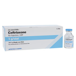 Apotex™ Ceftriaxone for Injection, USP, 1 Gram Single-Dose Vial (Box of 10)