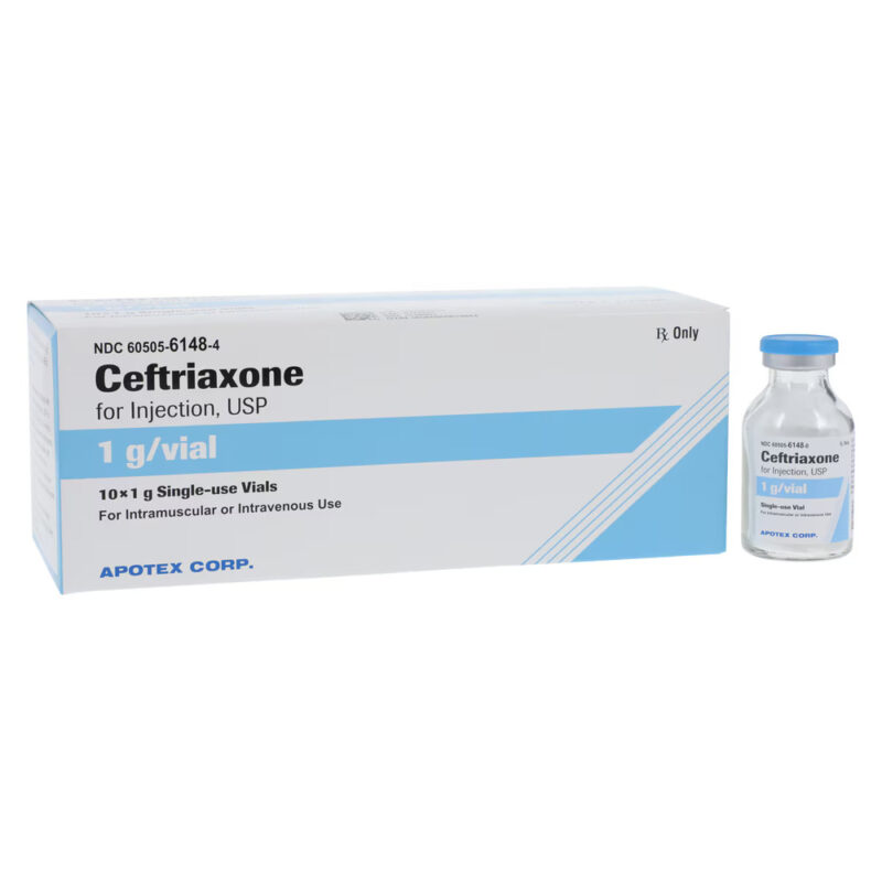 Apotex™ Ceftriaxone for Injection, USP, 1 Gram Single-Dose Vial (Box of 10)