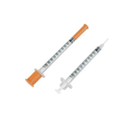Insulin Syringe with Needle, 31G x 5/16", 1cc (BX)