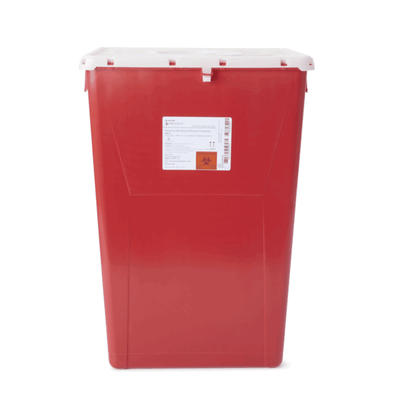 Sharps Container McKesson Prevent® Red Base 24-3/5 H X 17-3/10 W X 13 L Inch Vertical Entry 18 Gallon