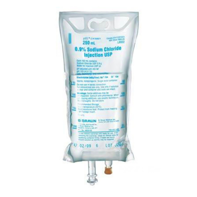 B. Braun Excel 0.9% Sodium Chloride Injection, USP, 250 mL Bag - L8002