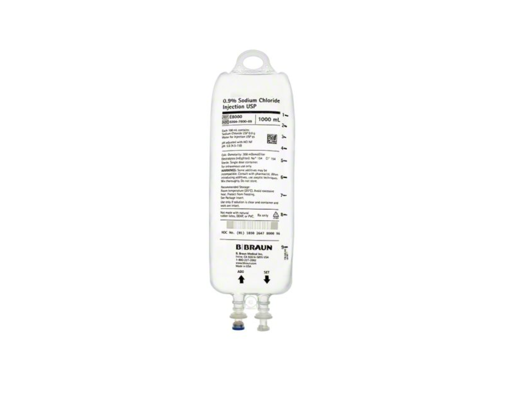 Sodium Chloride Injectable Solution 0.9% 1000mL bags (12 bags/case)