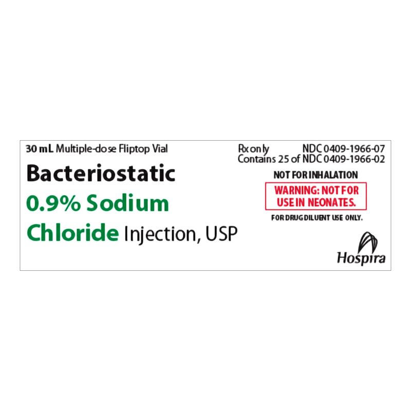 Pfizer Bacteriostatic Sodium Chloride Injection, USP, 0.9%, 30mL Multiple-Dose Vial