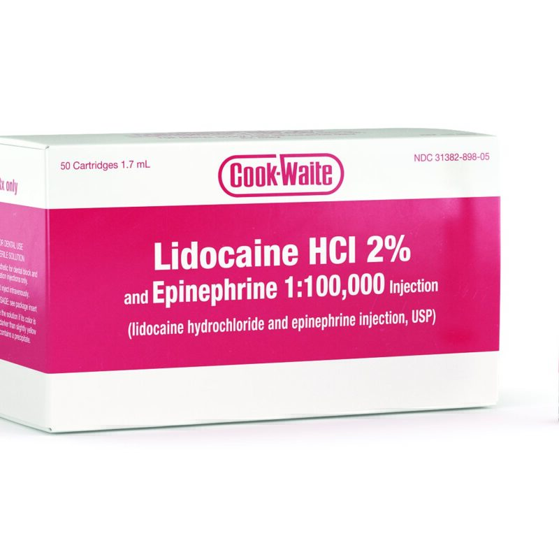 Lidocaine 2% and Epinephrine Injection, 100,000 Cartridge, 50 x 1.7 mL(BX)