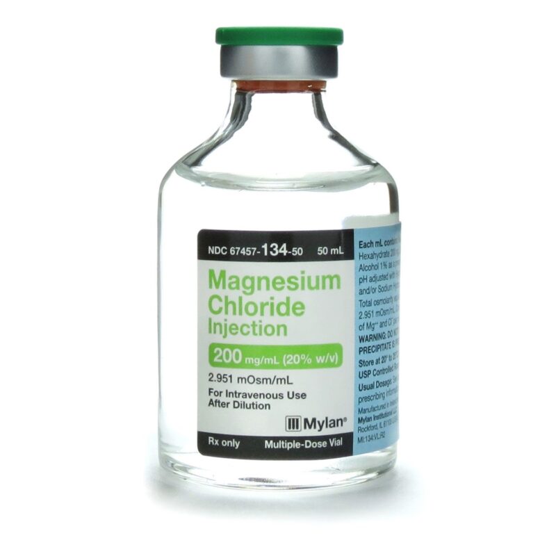 Magnesium Chloride Injection, 200 mg/mL (20%), 50 mL Multiple-Dose Vial (MDV)