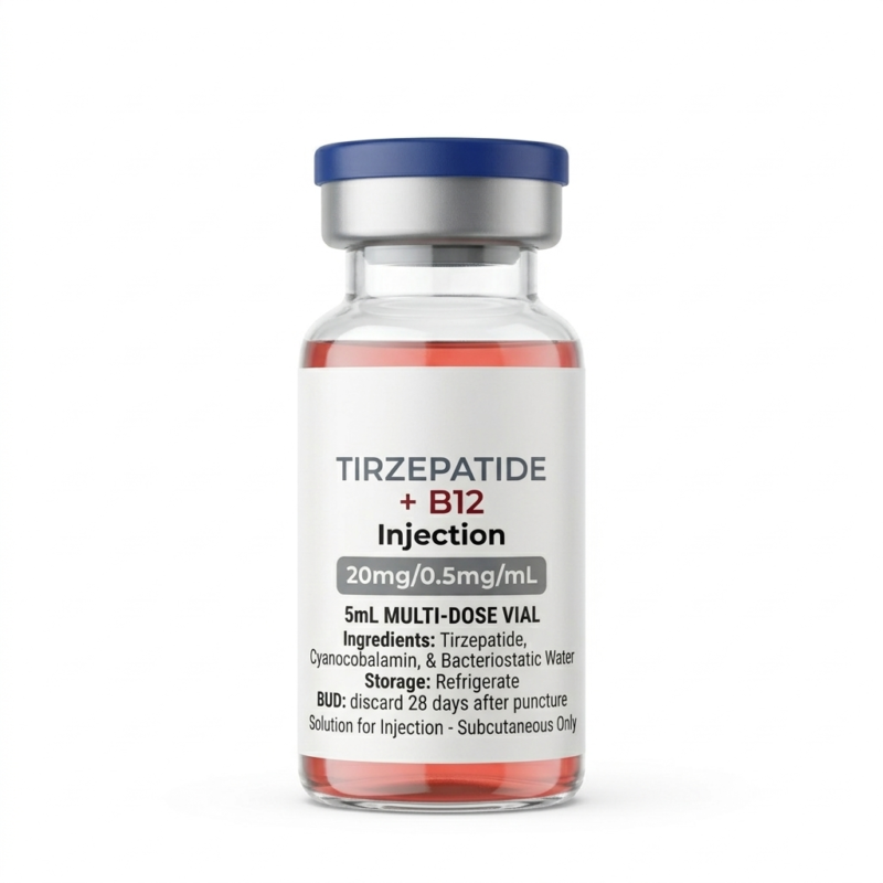 Tirzepatide + B12 (Cyanocobalamin) | 5mL Multi-Dose Weight Loss Injection