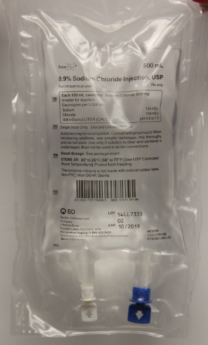 0.9 % Sodium Chloride Injection, USP, 500 mL Bag