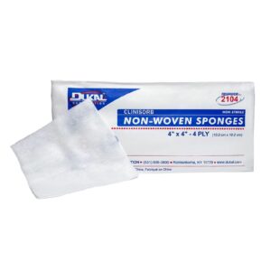 Dukal™ Clinisorb Non-Woven Sponges, 4-Ply, 4" x 4", Rayon/Poly Blend, Non-Sterile, 200/Bag