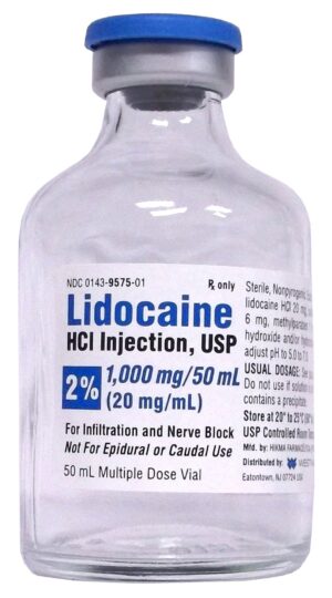 Lidocaine HCl 2% Injection, 20 mg/mL, 50 mL MDV - Each - 00143957510