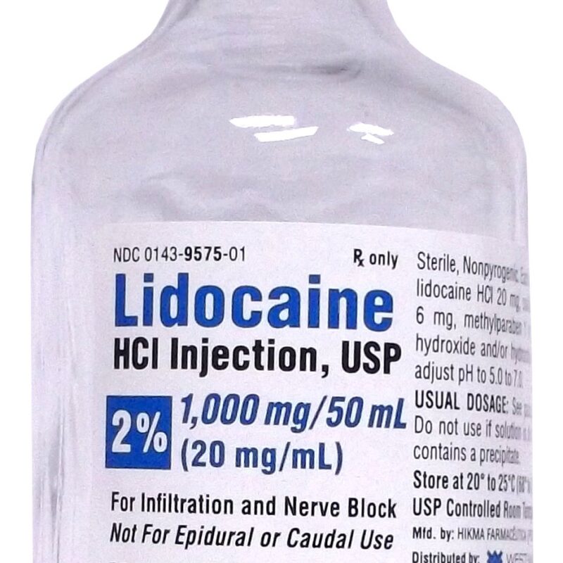Lidocaine HCl 2% Injection, 20 mg/mL, 50 mL MDV - Each - 00143957510