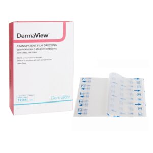 DermaView II™ Transparent Film Dressing, 4" × 5", 2-Tab Rectangle, (50/Box) - Item #00251E