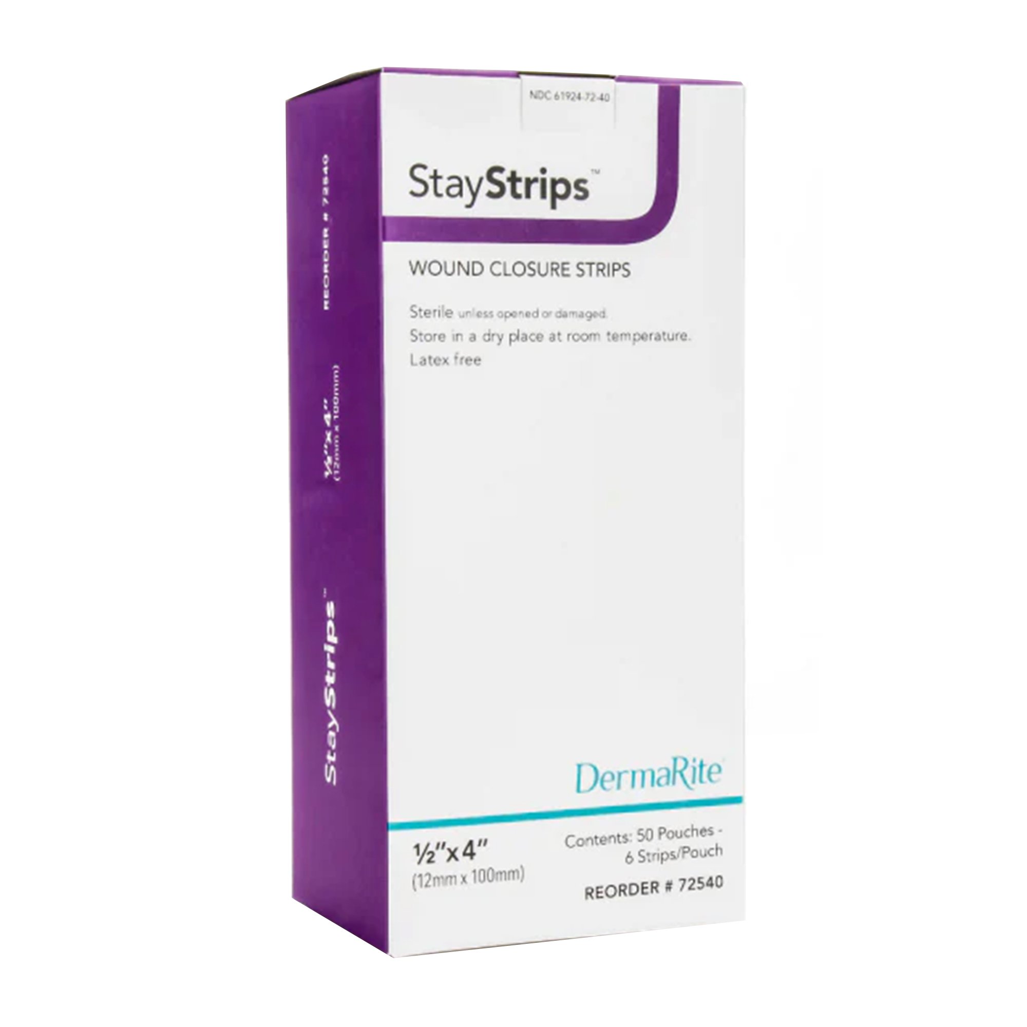 DermaRite StayStrips Wound Closure Strip, ½″ × 4″ – 50/Box – 72540