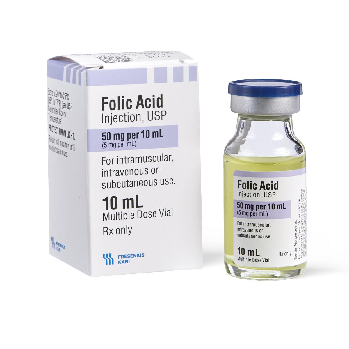 Folic Acid Injection, USP, 5 mg/mL, 10 mL Multiple-Dose Vial