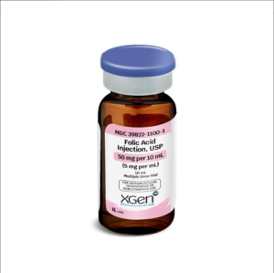 Xgen Folic Acid Injection, USP, 5 mg/mL, 10 mL Multiple-Dose Vial