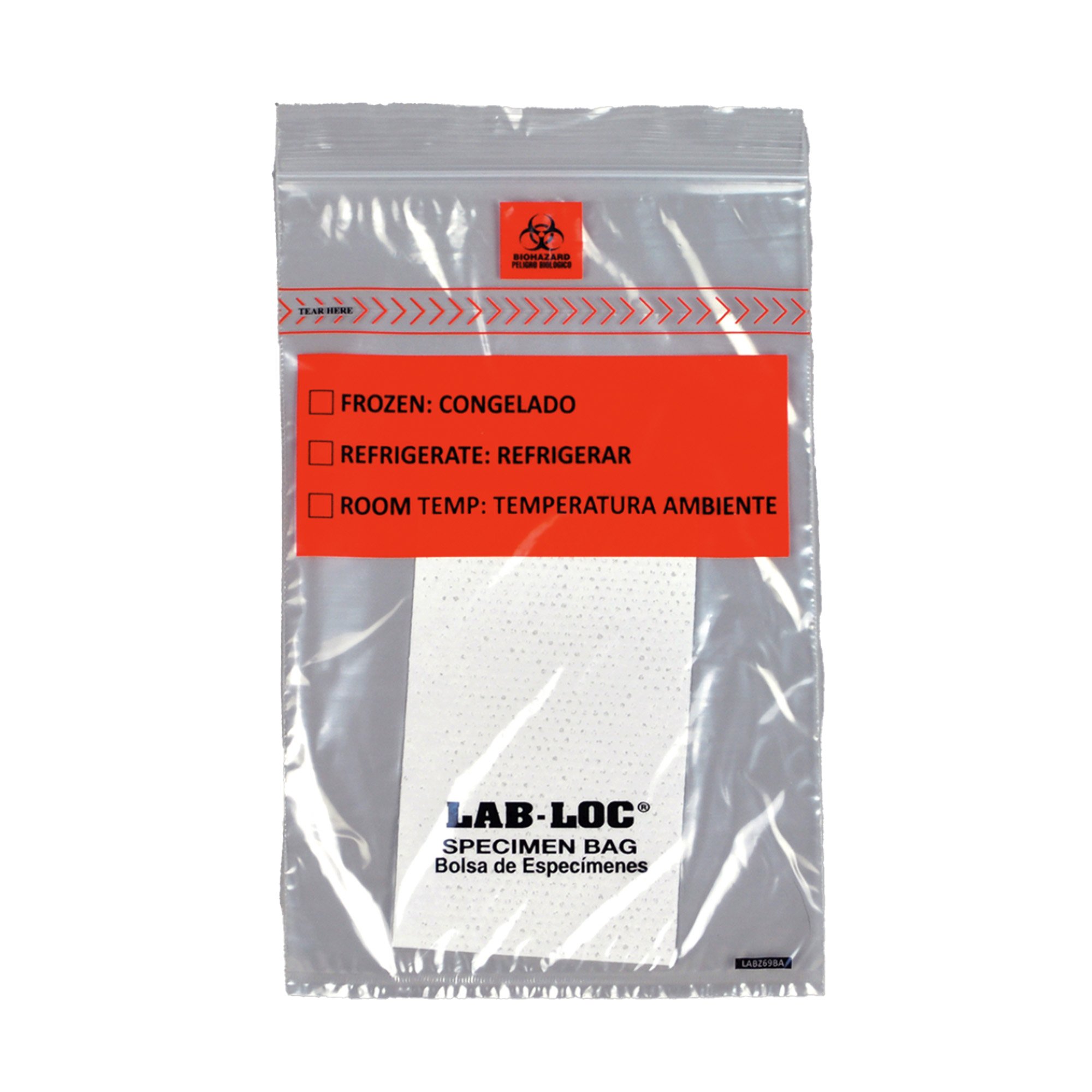 Elkay Plastics Lab-Loc® Specimen Transport Bag, 6" x 9", 3-Wall Construction with Absorbent Pad