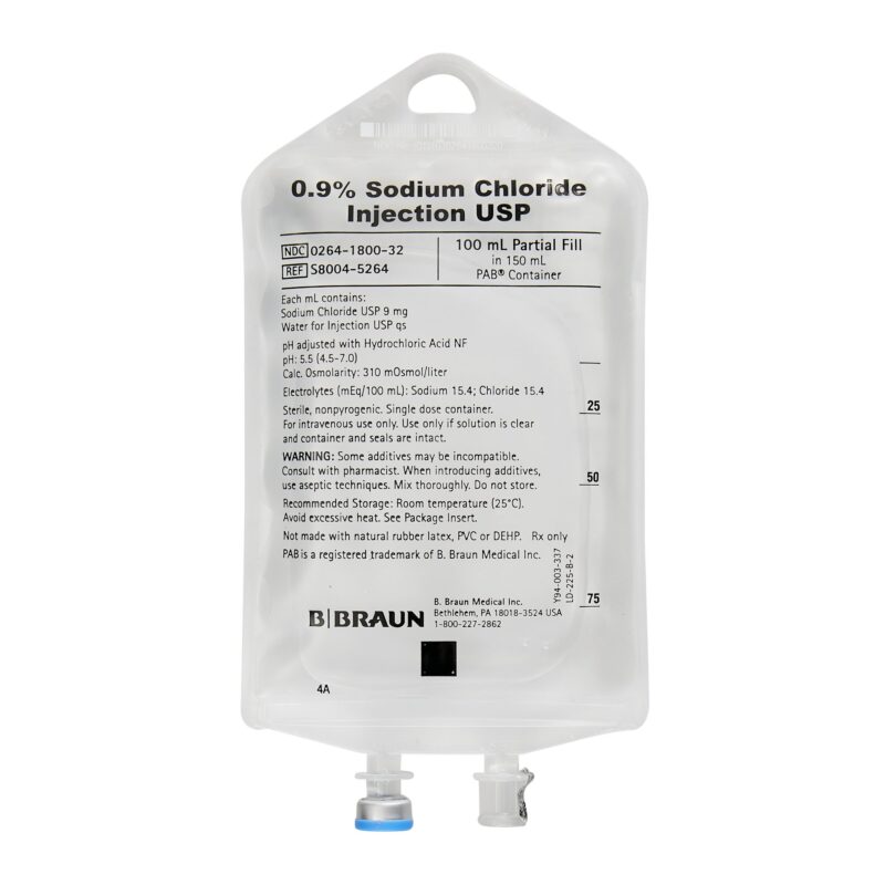 B. Braun™ 0.9% Sodium Chloride Injection USP, 100 mL Fill in 150 mL PAB® Container