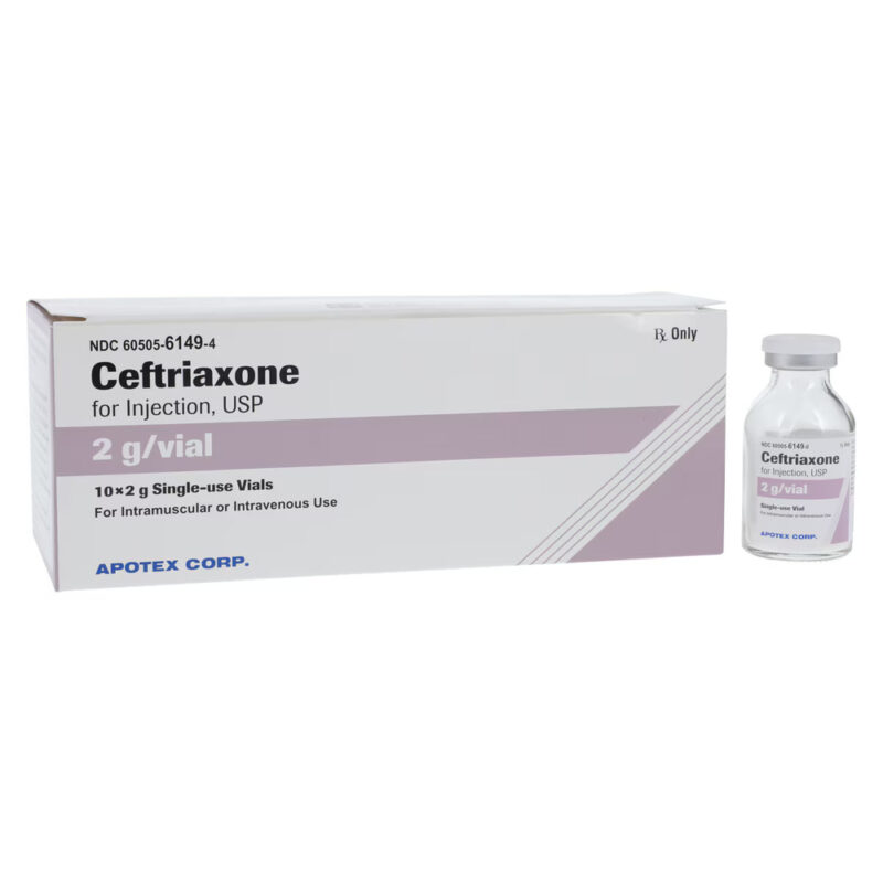 Apotex™ Ceftriaxone for Injection, USP, 2 Gram Single-Dose Vial (Box of 10)