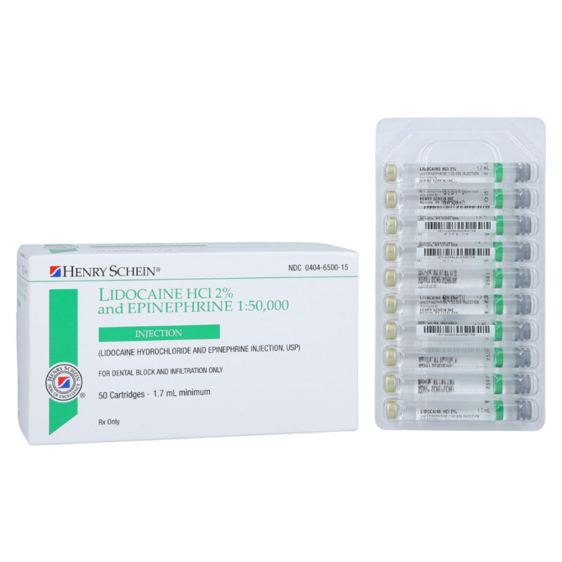 Lidocaine HCl 2% with Epinephrine 1:50,000, 1.7 mL Cartridges