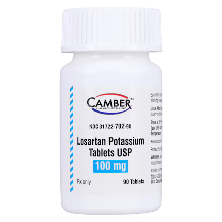 Losartan Potassium Tablets, USP, 100 mg, 90 Count Bottle
