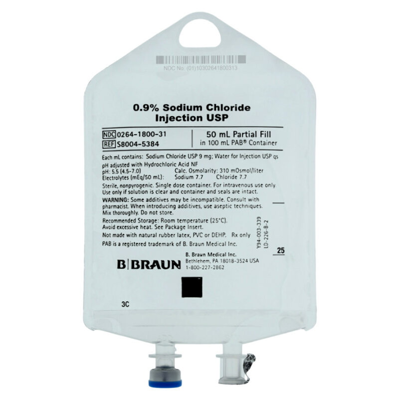 B. Braun® 0.9% Sodium Chloride Injection USP, 50 mL Fill in 100 mL PAB® Container