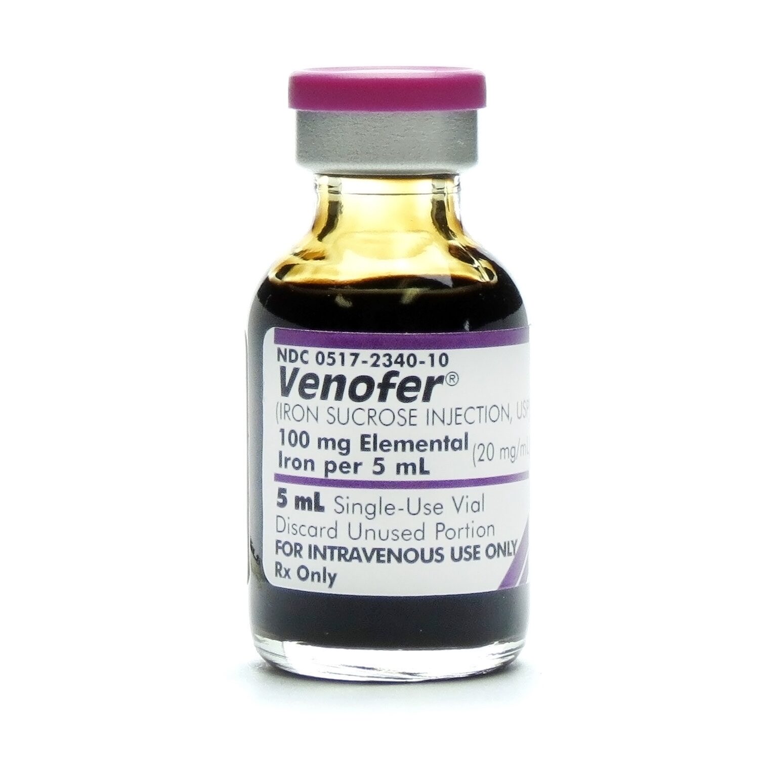 Venofer®Iron Sucrose Injection, USP (20 mg/mL), 5 mL Single-Dose Vial (10 Pack)